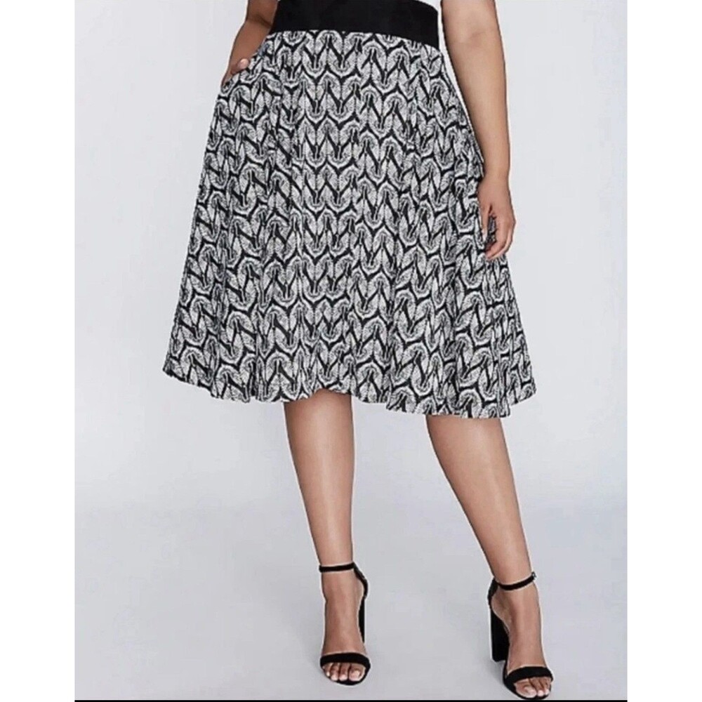 Melissa McCarthy Women’s Pleated Full Circle Skirt  Black  Bird Plus Size 2XL